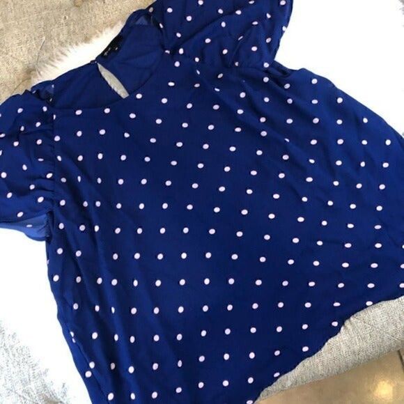 Gibson blue polka dot casual top 3X - Picture 5 of 10
